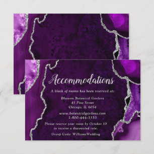 Purple and Silver Agate Wedding Accommodations Enclosure Card