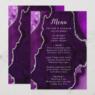Purple and Silver Agate Wedding Menu