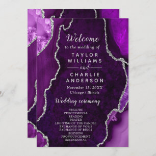 Purple and Silver Agate Wedding Program Programme