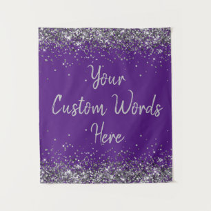 Purple and Silver Birthday Party Photo Booth Prop Tapestry