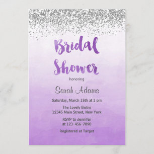 Purple and Silver Bridal Shower Invitation