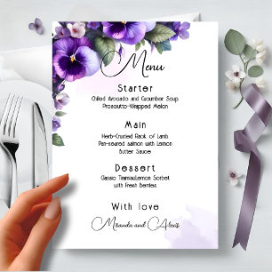 Purple and Silver Floral-Themed Ivory  Menu