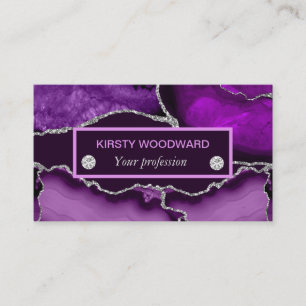 Purple and Silver Glitter Agate Business Card