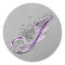 Purple and Silver Glitter Monogram J Sticker