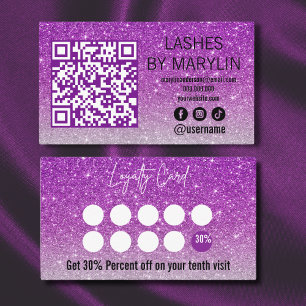 Purple and Silver Glitter Ombre Lash Technician Loyalty Card