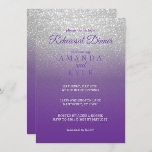 Purple and Silver Glitter - Rehearsal Dinner Invitation