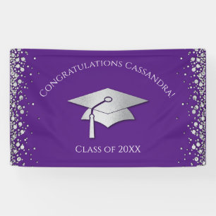 Purple and Silver Graduation Banner