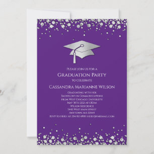 Purple and Silver Graduation Invitation