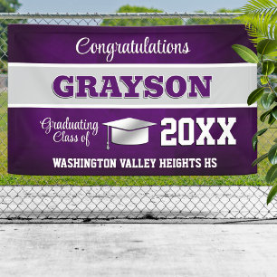 Purple and Silver Graduation Party Banner