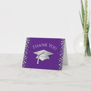 Purple and Silver Graduation Thank You Card