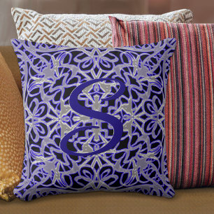 Purple and Silver Lace Pattern Cushion