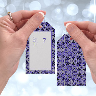 Purple and Silver Lace Pattern Gift Tags