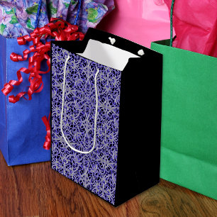 Purple and Silver Lace Pattern Medium Gift Bag