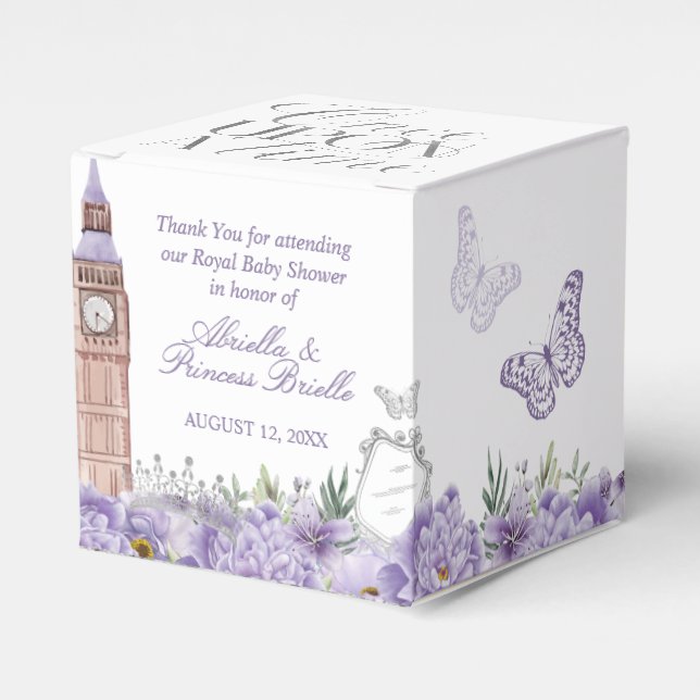 Purple and Silver Once Upon a Time Princess Favour Box (Front Side)