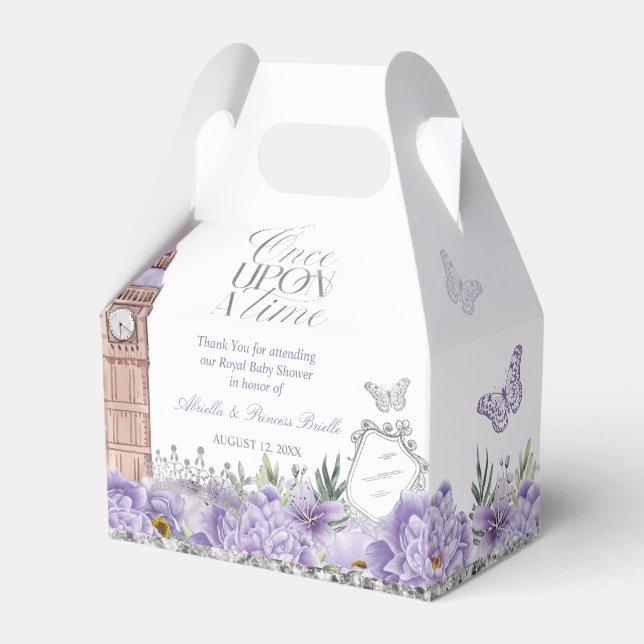 Purple and Silver Once Upon a Time Princess Favour Box (Front Side)