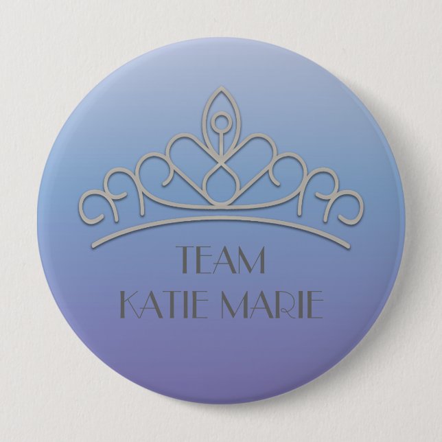 Purple and Silver Pageant Tiara Support / Team 10 Cm Round Badge (Front)