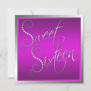 Purple and Silver Pearls Sweet Sixteen Invitation