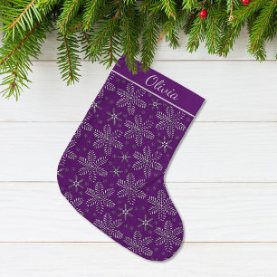 Purple and Silver Personalised Large Christmas Stocking
