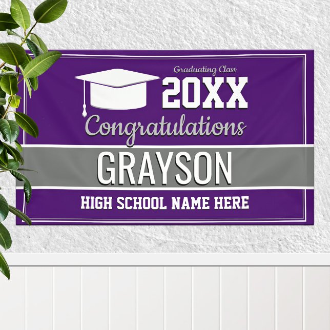 Purple and Silver School Colours Graduation Banner (Creator Uploaded)