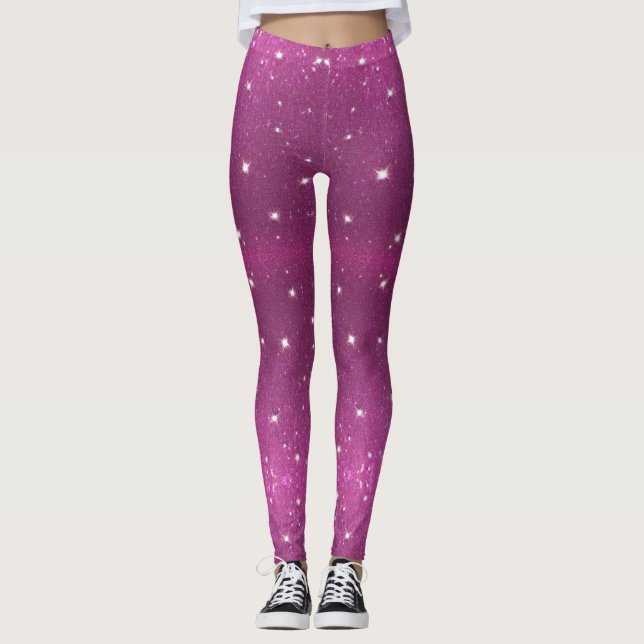 Purple and Silver Star Leggings (Front)