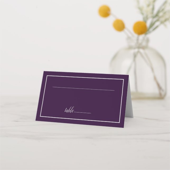 Purple and Silver Wedding Elegance Place Card (Front)