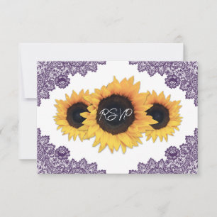Purple and Sunflower Wedding RSVP Card