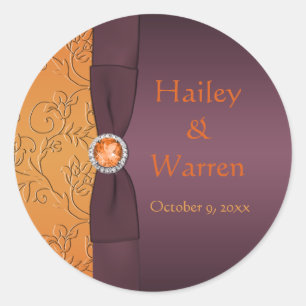 Purple and Tangerine 1.5" Diameter Round Sticker