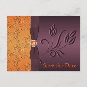 Purple and Tangerine Save the Date Card