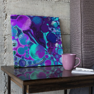 Purple and Teal Abstract Digital Pour Painting Poster