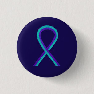 Purple and Teal Awareness Ribbon Custom Button Pin