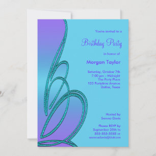 Purple and Teal Birthday Party Invitation