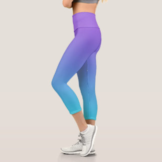 Purple and Teal Blue Ombre Capri Leggings