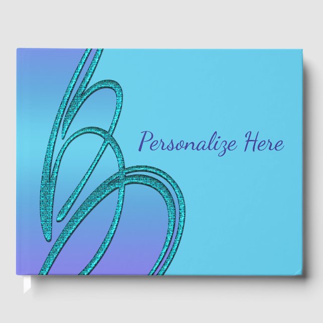 Purple and Teal Blue Wedding Party Guest Books (Front)