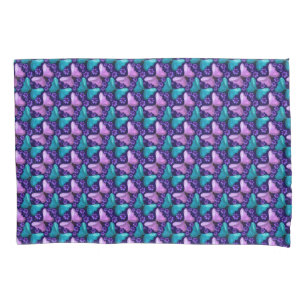 Purple and Teal Butterfly Pattern   Floral Seamles Pillowcase