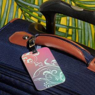 Purple and Teal Floral Luggage Tag