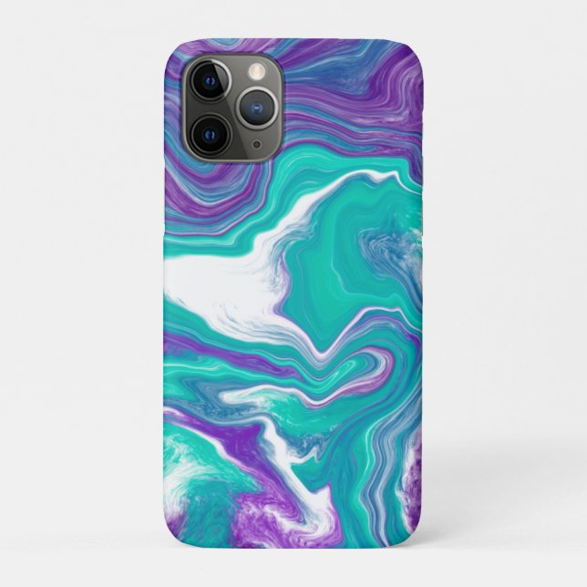 Purple and Teal Fluid Art Marble Art  Case-Mate iPhone Case (Back)