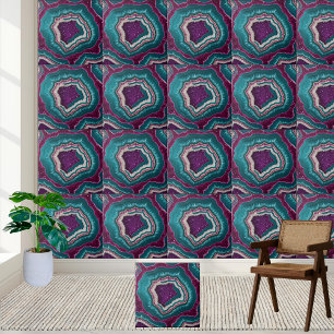 Purple and Teal Geode Slice Tile