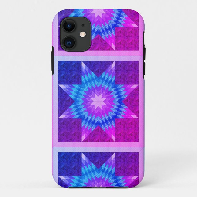 Purple and Teal Lone Star Quilt Design Case-Mate iPhone Case (Back)