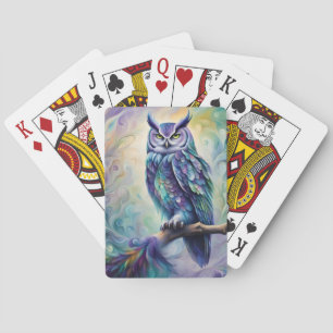 Purple and Teal Owl Playing Cards