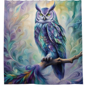 Purple and Teal Owl Shower Curtain