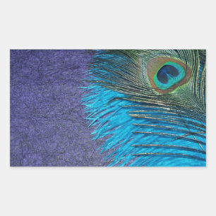 Purple and Teal Peacock Rectangular Sticker