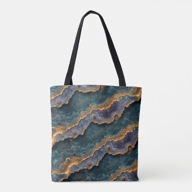 Purple and Teal Rock Interior Pattern Tote Bag (Back)