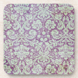 Purple and Teal Vintage Wallpaper Coaster