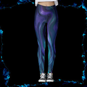 Purple and Turquoise Abstract Leggings