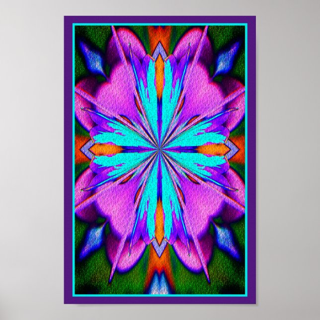 Purple And Turquoise Abstract Poster (Front)