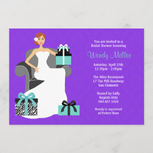 Purple and Turquoise Bridal Shower Invitation