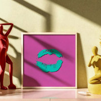 Purple and Turquoise Kissing Lips