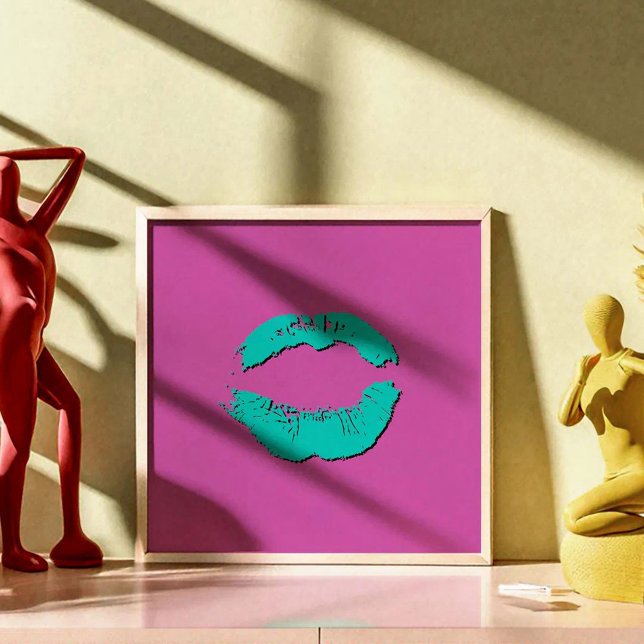 Purple and Turquoise Kissing Lips Poster (Creator Uploaded)