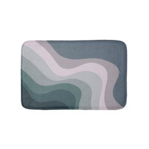 Purple and turquoise retro style waves bath mat