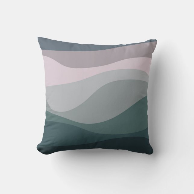 Purple and turquoise retro style waves decoration cushion (Front)